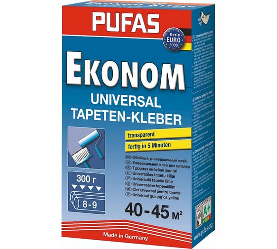 Обойный клей PUFAS EURO 3000 Эконом, универсальный, 300г 022002092