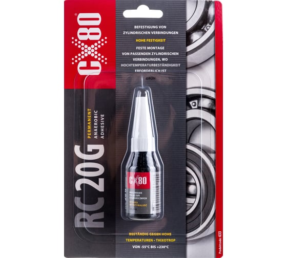 Термостойкий вал-втулочный фиксатор высокой прочности CX80 зеленый RC20G 10ML BLISTER 633