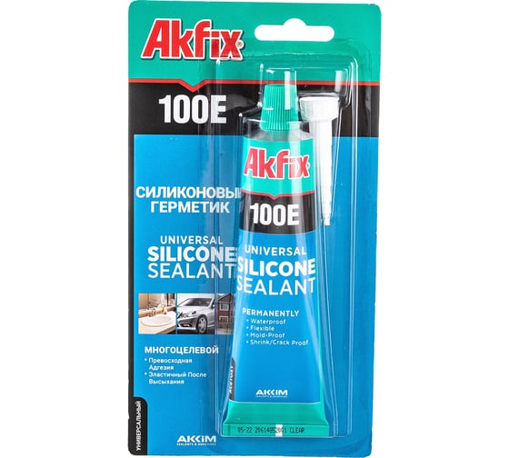 Универсальный силиконовый герметик Akfix 100E прозрачный, 85 г SA115