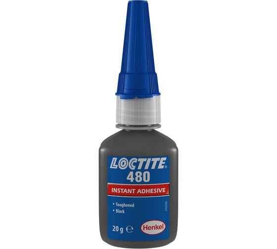 Моментальный упрочнённый клей Loctite 480 термо/вибростойкий, черный, 20г 1924302