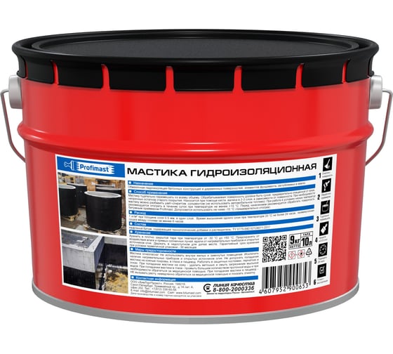 Гидроизоляционная мастика Profimast 10 л / 9 кг 4607952900653