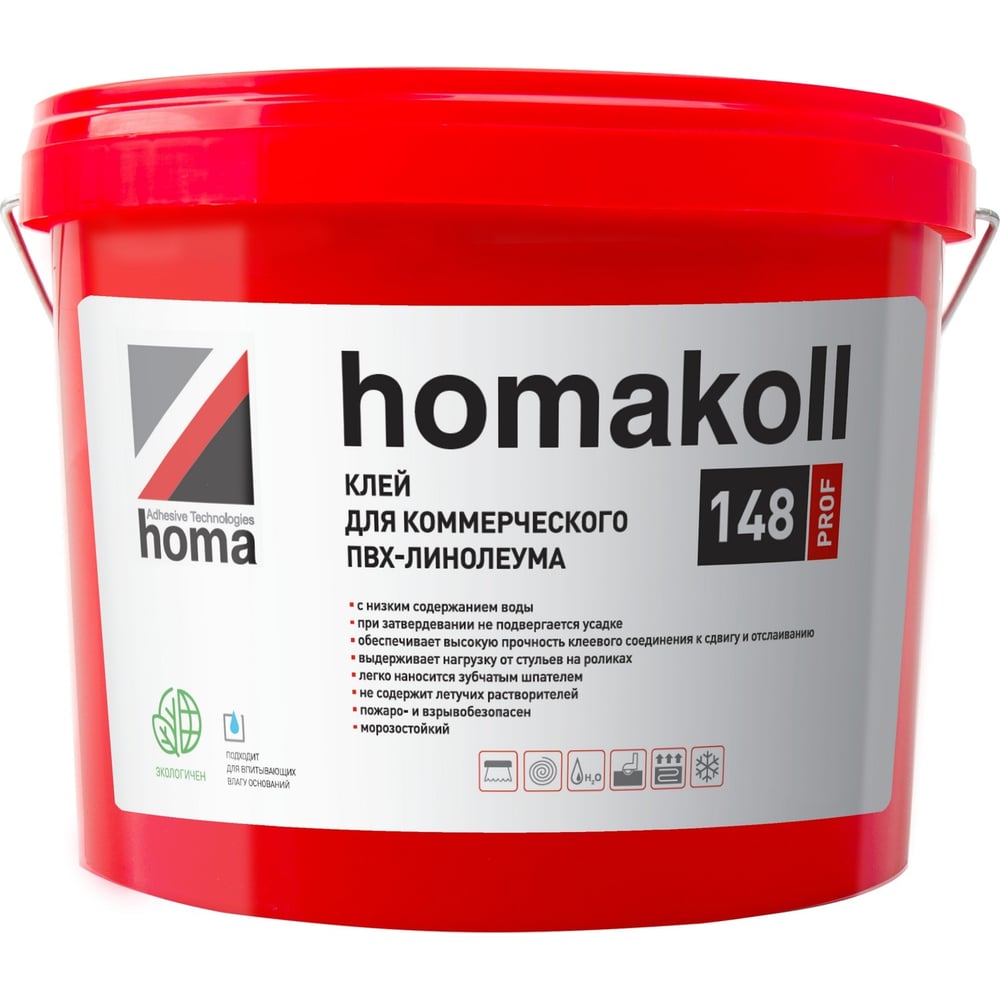 Клей для коммерческого ПВХ-линолеума Homakoll 148 PROF 7 кг, водно ...