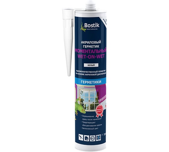 Акриловый моментальный герметик BOSTIK Wet-on-wet белый, 310 мл 12012272 1