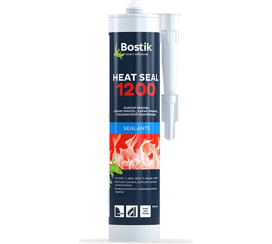 Печной герметик BOSTIK HEAT SEAL 1200 С черный, 0.3 л 30860225