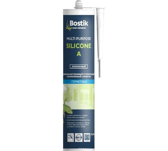 Строительный силиконовый герметик BOSTIK Multi Purpose Silicone A прозрачный, 0.28 л 30607541 1
