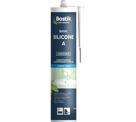 Универсальный силиконовый герметик BOSTIK Basic Silicone A прозрачный, 0.28 л 30607608 1