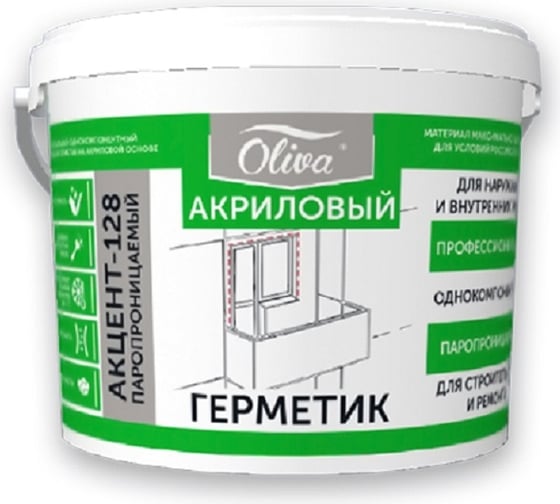 Паропроницаемый герметик Акцент 128 серый, ведро, 10л/15кг 00011143 1