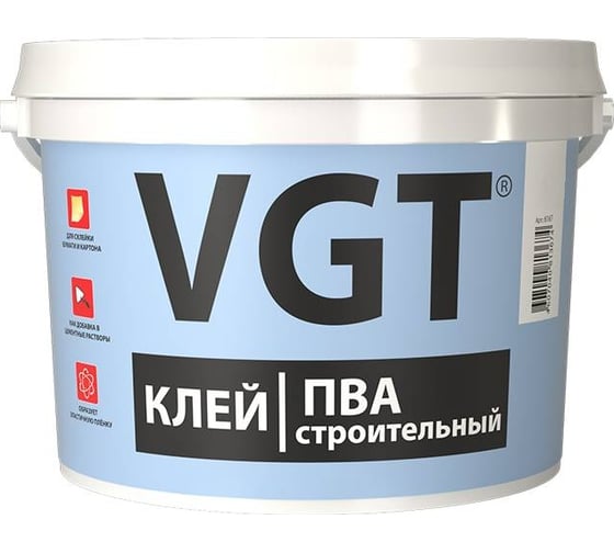 Клей ПВА строительный VGT для добавки к цементному раствору и приклеиванию бумаги 1 кг 18632