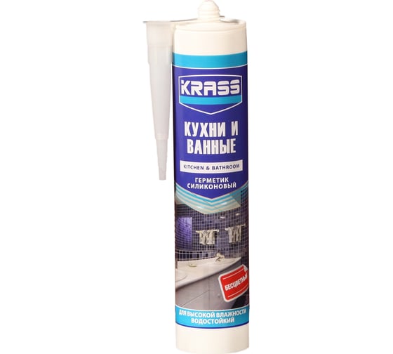Силиконовый герметик KRASS для кухни и ванны бесцветный 300мл Польша 0005356 1