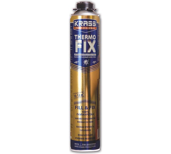 Клей-пена KRASS Professional ThermoFix для теплоизоляционных работ 0,75л Россия 0005538 1