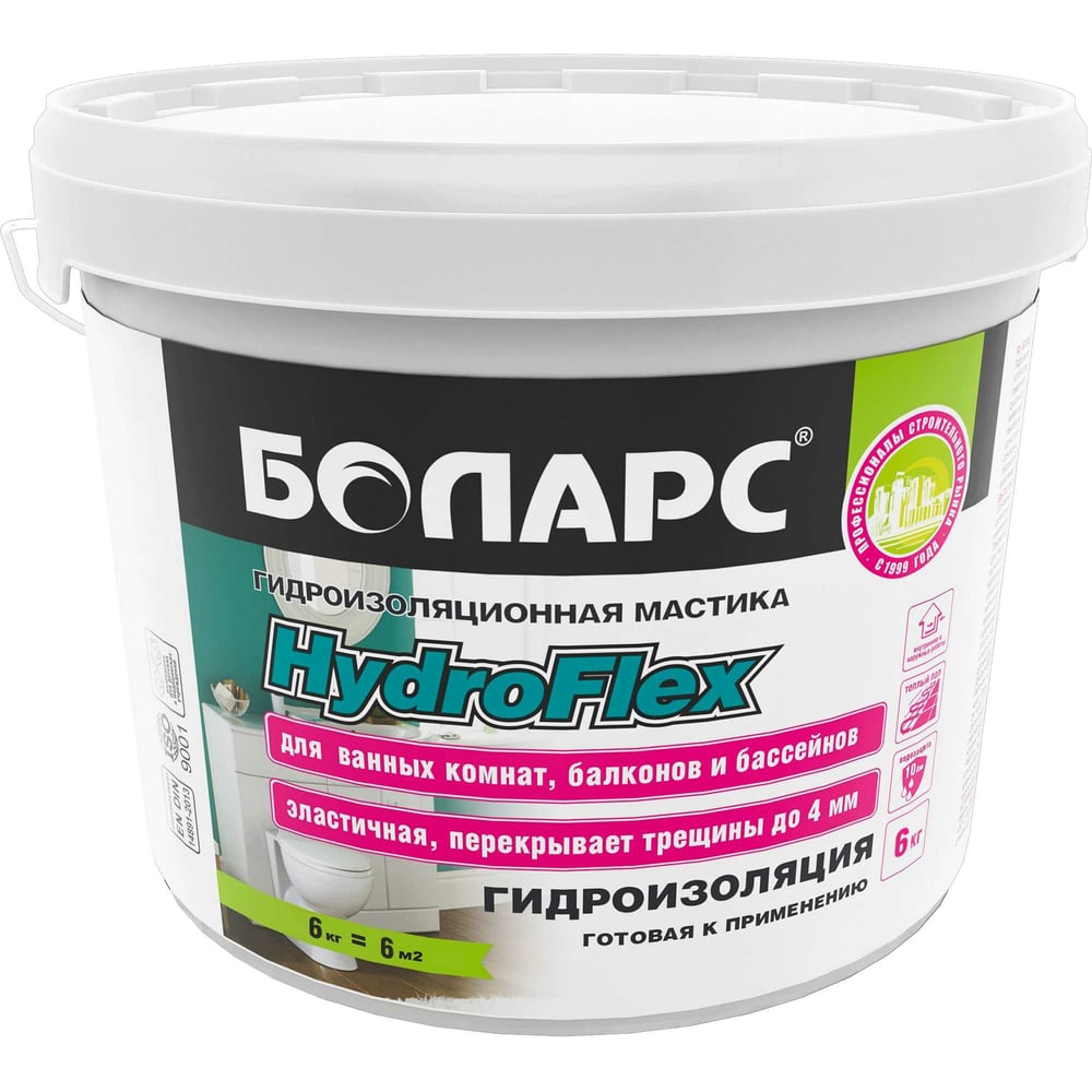 Гидроизоляция HydroFlex 6 кг БОЛАРС 00000027343 - выгодная цена, отзывы ...