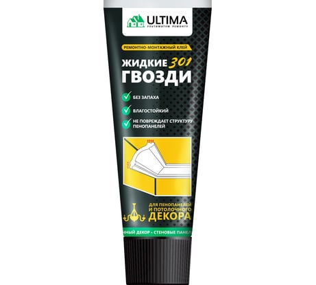 Клей для потолочного декора и пенопанелей Ultima 301 акрил, тюбик, белый, 250г, шоубокс ADHES30120