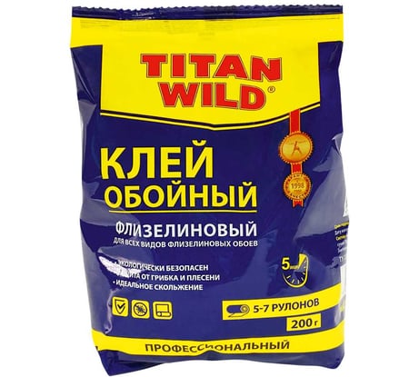 Обойный флизелиновый клей TITAN WILD пакетик 200 Б/И TWF200SP