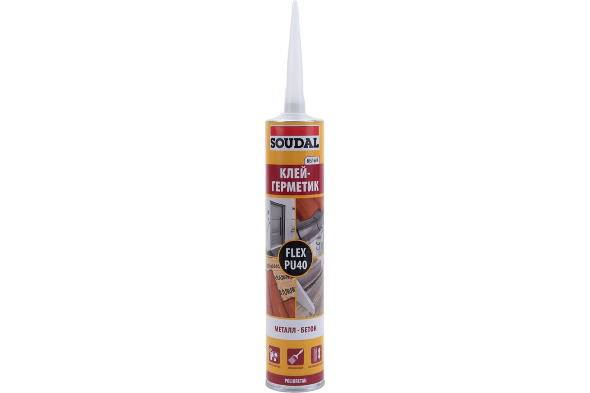 Герметик-клей Soudal FLEX PU 40 FC белый 300 мл 137853