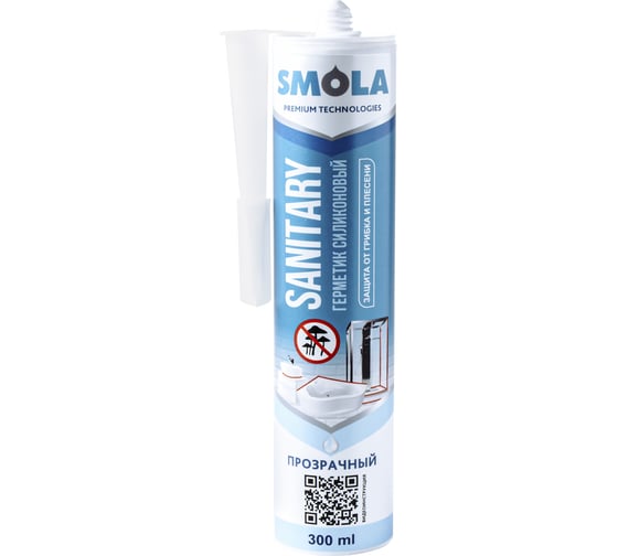 Герметик SMOLA SANITARY силиконовый прозрачный, 300 мл 04-1-1-003