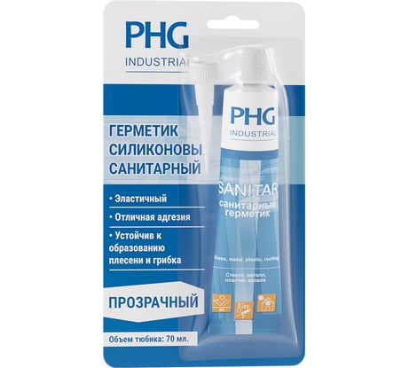 Санитарный герметик PHG Industrial Sanitar 70 мл прозрачный 448702