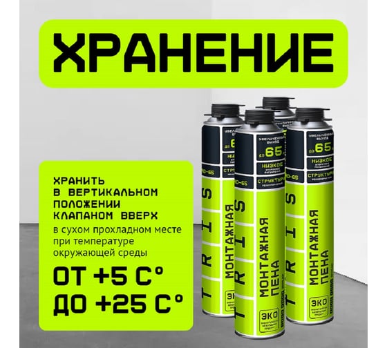 Комплект Монтажная пена профессиональная TriS PRO-65" (12 шт) МП ПМ056