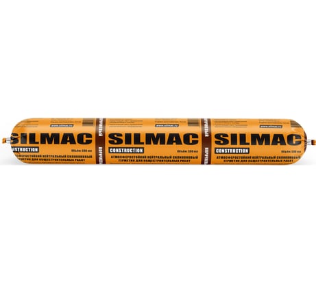 Герметик силиконовый нейтральный атмосферостойкий SILMAC, для общестроительных работ CONSTRUCTION, колбаса 590 мл, коричневый SP-0017/830/847