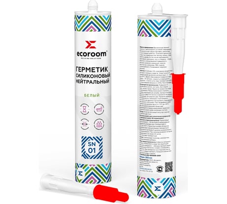 Герметик силиконовый нейтральный ECOROOM SN-01, белый, 260 мл, 12 шт 2211-5-260/12