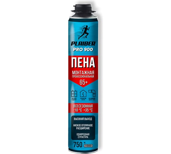 Пена монтажная профессиональная PLAIBER PRO 900 (65+ всесезонная) УТ-00016513 1