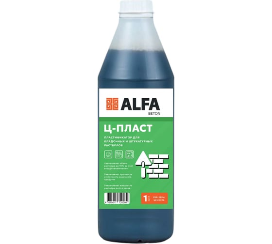 Пластификатор для штукатурных и кладочных растворов AlfaBet Ц-ПЛАСТ 1 л 20080