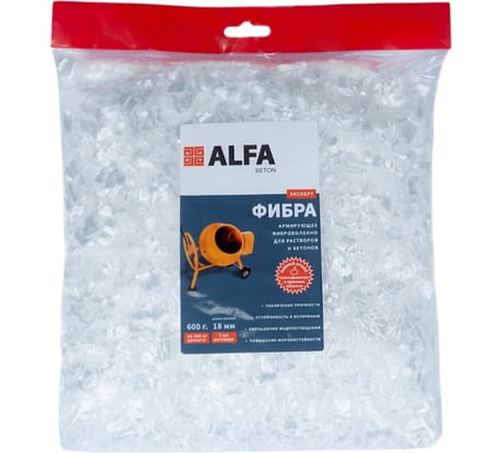 Полипропиленовая армирующая фибра AlfaBet 18 мм, 600 г 30047