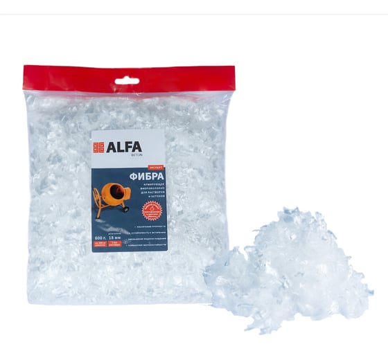 Полипропиленовая армирующая фибра AlfaBet 18 мм, 600 г 30047
