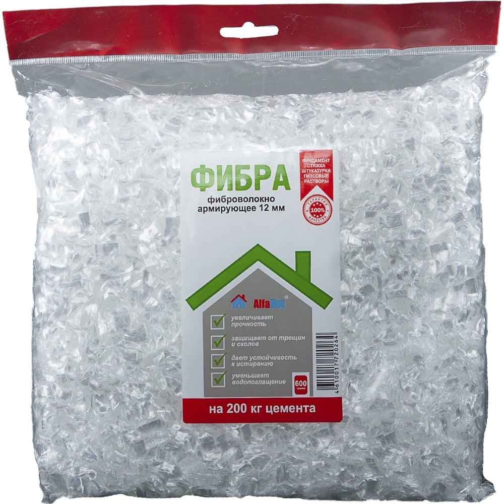 Полипропиленовая армирующая фибра AlfaBet 12 мм, 600 г 20264 - выгодная ...
