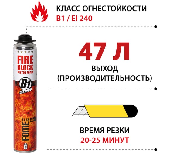 Пистолетная пена FOME FLEX Fire Block Pistol Foam, 750ml 01-3-2-004
