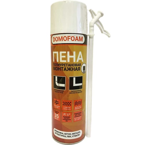 Монтажная пена DOMOFOAM бытовая, всесезонная, 0.4 л 9782098