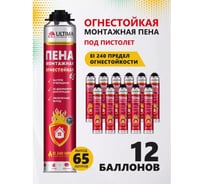 Упаковка ULTIMA PRO 65 огнестойкая, пена монтажная профессиональная, 850 мл (1 уп - 12 штук) UPROFR65/12