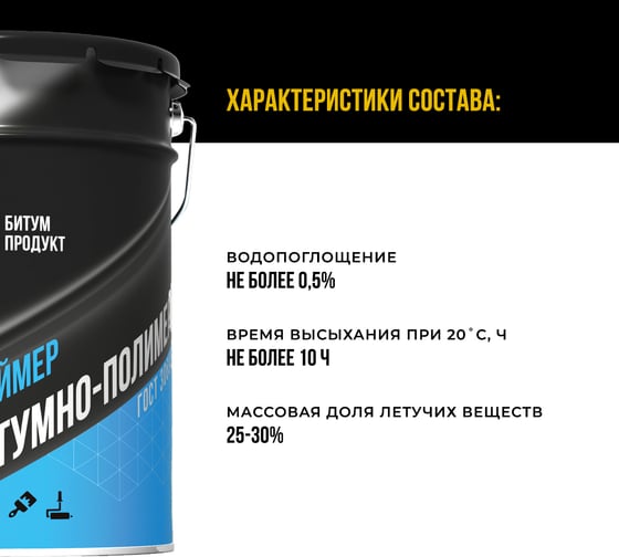 Праймер битумный полимерный БИТУМ ПРОДУКТ БП №9 20 л BP09020