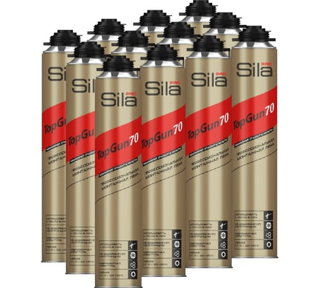 Профессиональная монтажная пена Sila Pro TopGun 70, 880 мл ( 1 уп - 12 шт) A1453Z/12