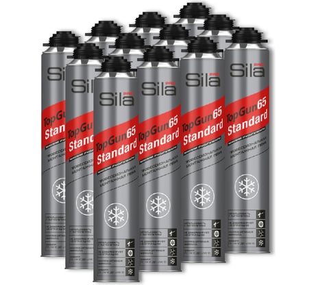 Профессиональная монтажная пена Sila Pro TopGun 65 STANDARD winter, 850 мл (1 уп - 12 штук) SPTGSW65/12