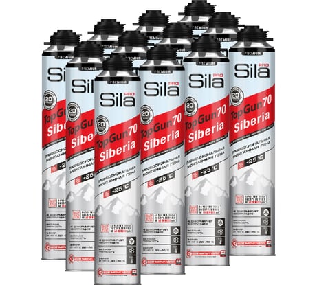 Зимняя профессиональная монтажная пена Sila Pro TopGun 70 SIBERIA, 890 мл (1 уп -12 штук) SPTGSB70/12