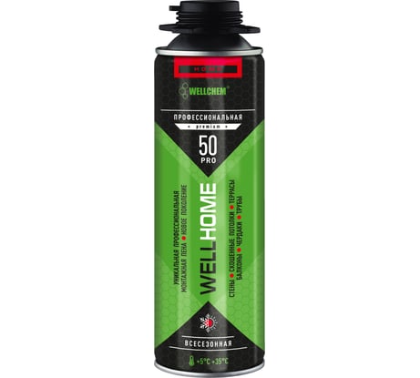 Пена монтажная профессиональная WELLFOAM вссесезоная WELLHOME PRO50 Premium WHAS50PP