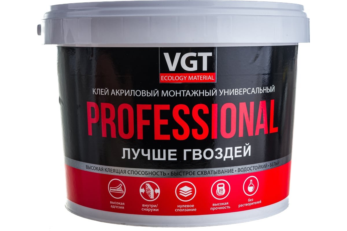 Акриловый монтажный клей VGT универс. ПРОФ белый 3,0кг 11604904 ...