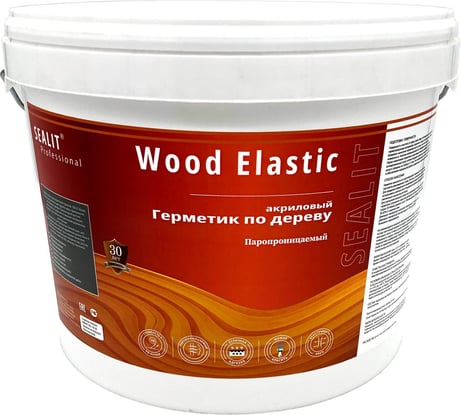 Герметик для дерева акриловый Sealit Wood Elastic, 7 кг, Тик 136119