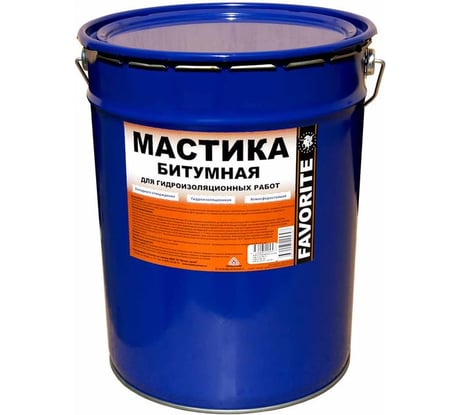 Битумная мастика ФАВОРИТ FAVORITE гидроизоляционная холодного отверждения, металлическое ведро 20 л 127182