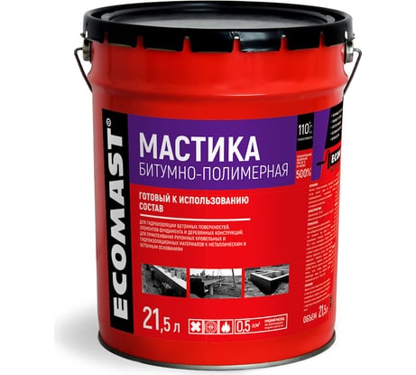 Битумно-полимерная мастика ECOMAST 21,5 л, металлическая упаковка 24637