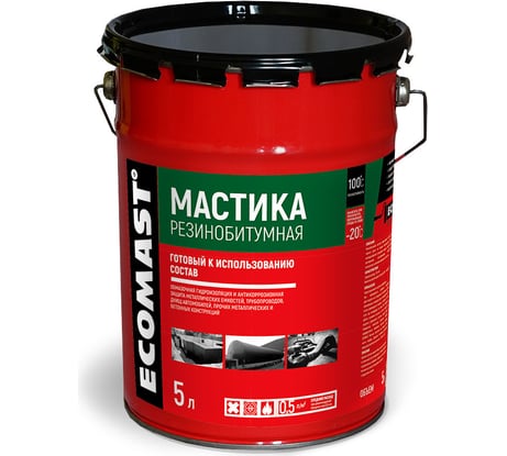 Резинобитумная мастика ECOMAST 5 л, металлическая упаковка 24602