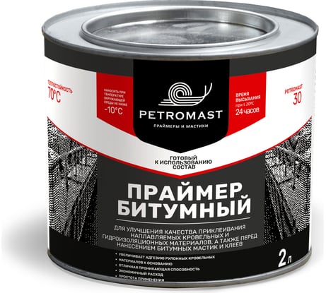 Битумный праймер PETROMAST 2 л, металлическая упаковка 24610