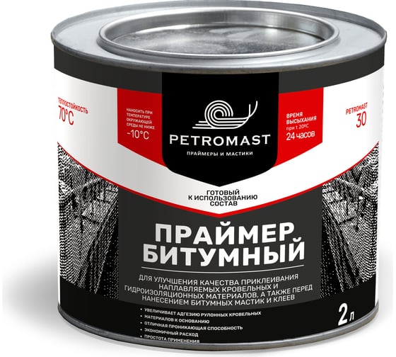 Битумный праймер PETROMAST 2 л, металлическая упаковка 24610