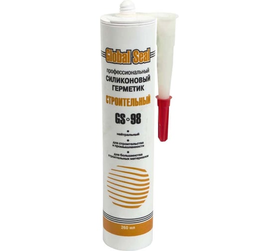 Силиконовый нейтральный герметик GlobalSeal GS-98, белый, 260 мл, 3980110