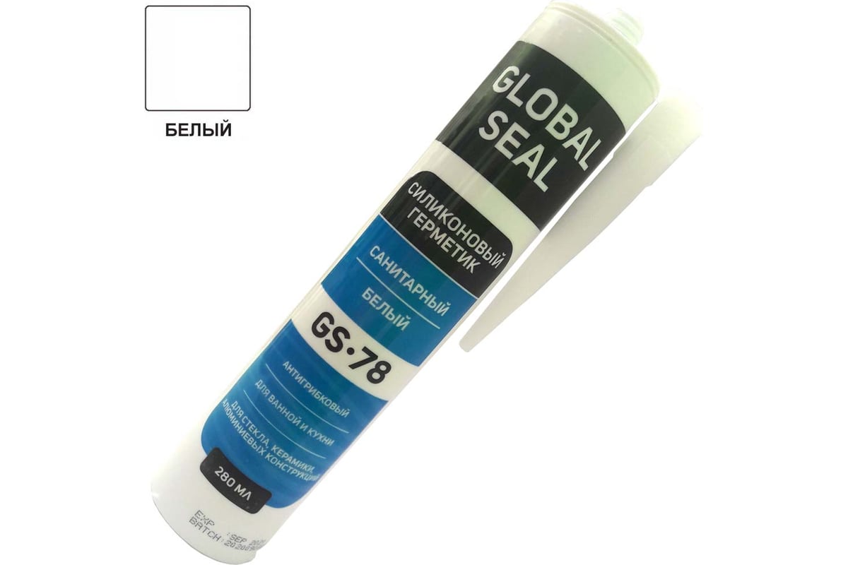 Силиконовый санитарный герметик для ванной и кухни GlobalSeal GS-78 ...