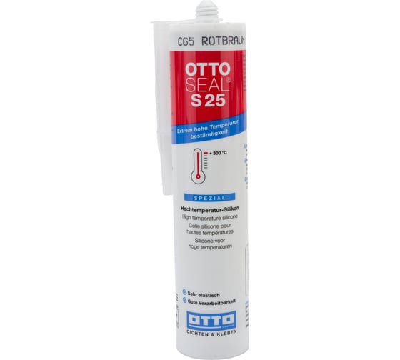 Высокотемпературный ацетатный силиконовый герметик OTTO-CHEMIE красно-коричневый, 310 мл S25/C65