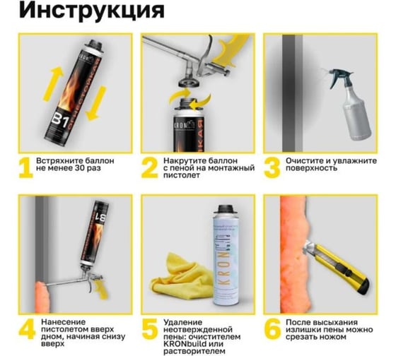 Профессиональная монтажная пена огнестойкая Kronbuild B1 FPFB1