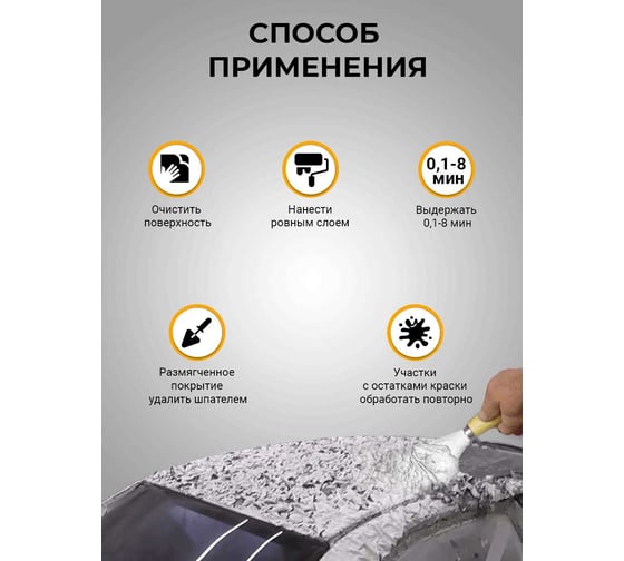 Быстрая смывка старой краски с металла GREDORS PR-E, 1 кг/ Очиститель краски 103140