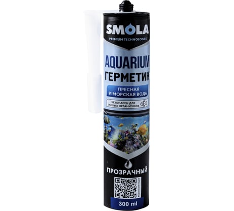 Герметик силиконовый SMOLA AQUARIUM для пресной и морской воды, прозрачный, 300 мл 04-1-1-005