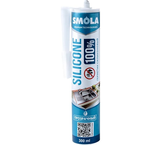 Герметик санитарный SMOLA SILICONE 100 прозрачный, 300 мл 04-1-1-001 1